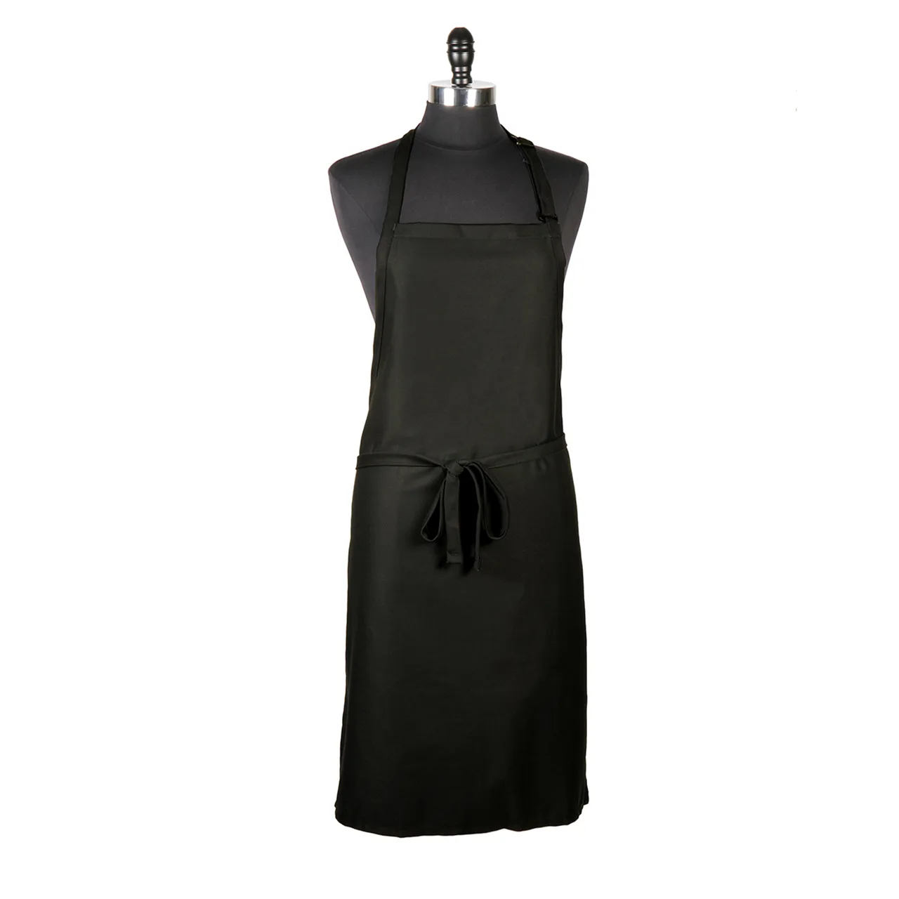 Mercer M61120BK Bib Apron – 33" x 23" Black, Adjustable Neck Strap, 65/35 Poly‑Cotton Twill, Pocket‑Free