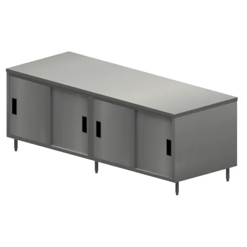 BK Resources CST-3096S2 Sliding Doors Chef Table with 8 Doors, 96"W x 30"D / Dual Access