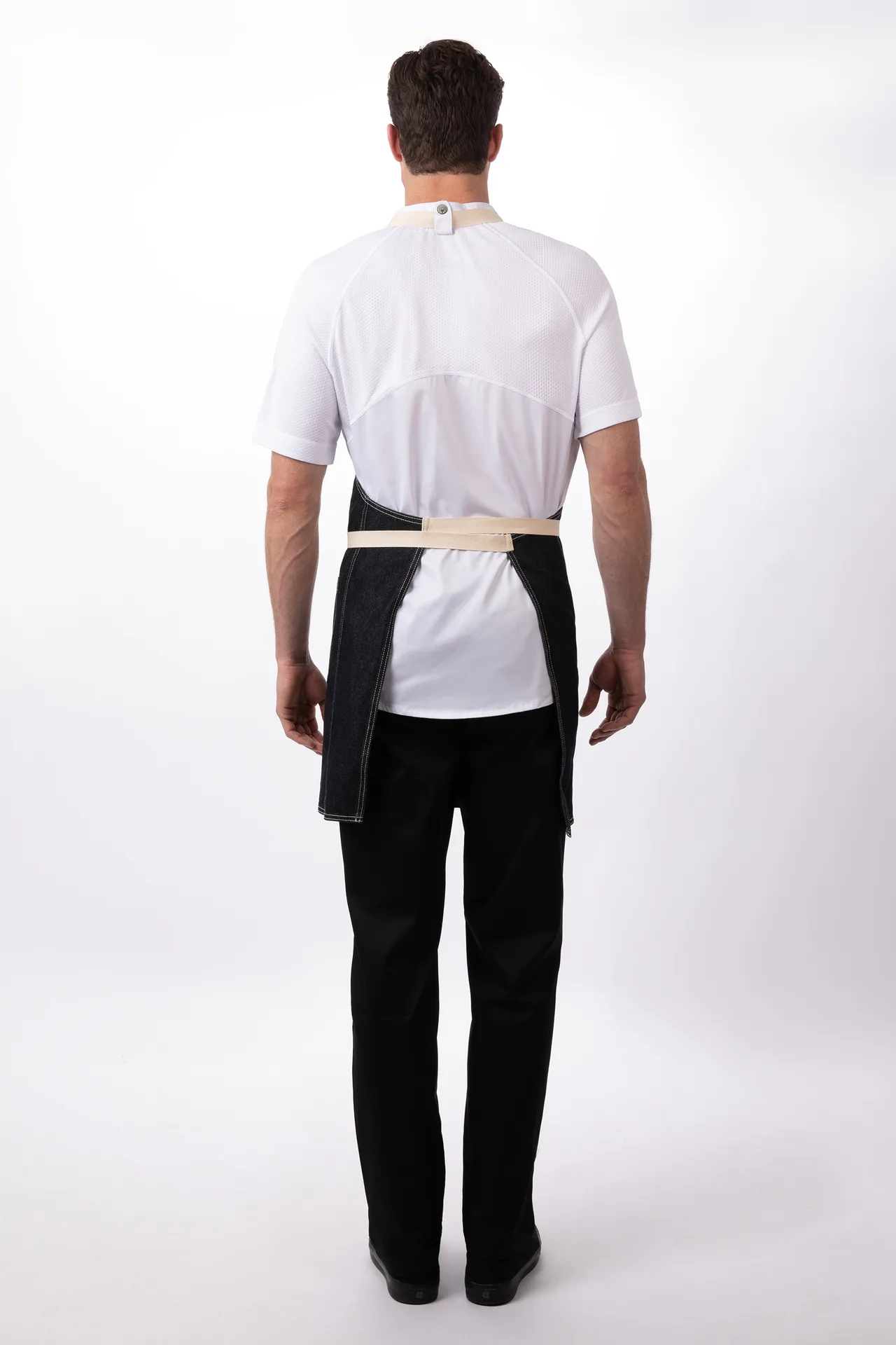 Chef Works ABN06-IBL-0 Bib Apron 31-1/2"L x 32-1/2"W 8.3 oz 2 Hip Pockets Indigo Blue 100% Cotton