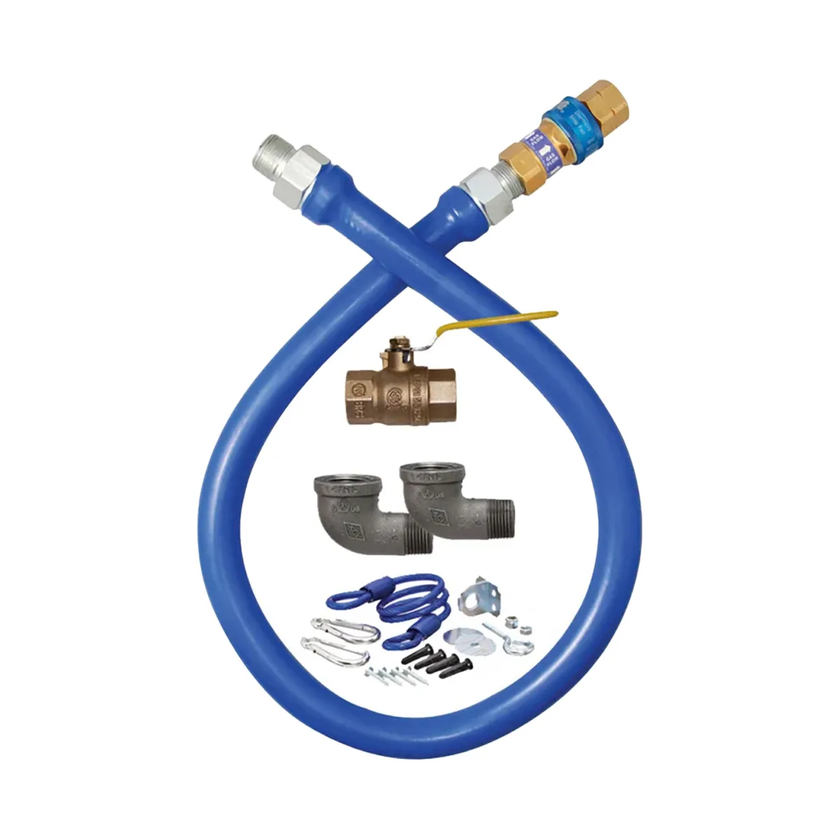 Dormont 1650KIT72 Deluxe SnapFast 72" Gas Connector Kit, Two Elbows, Restraining Cable, 1/2" Dia
