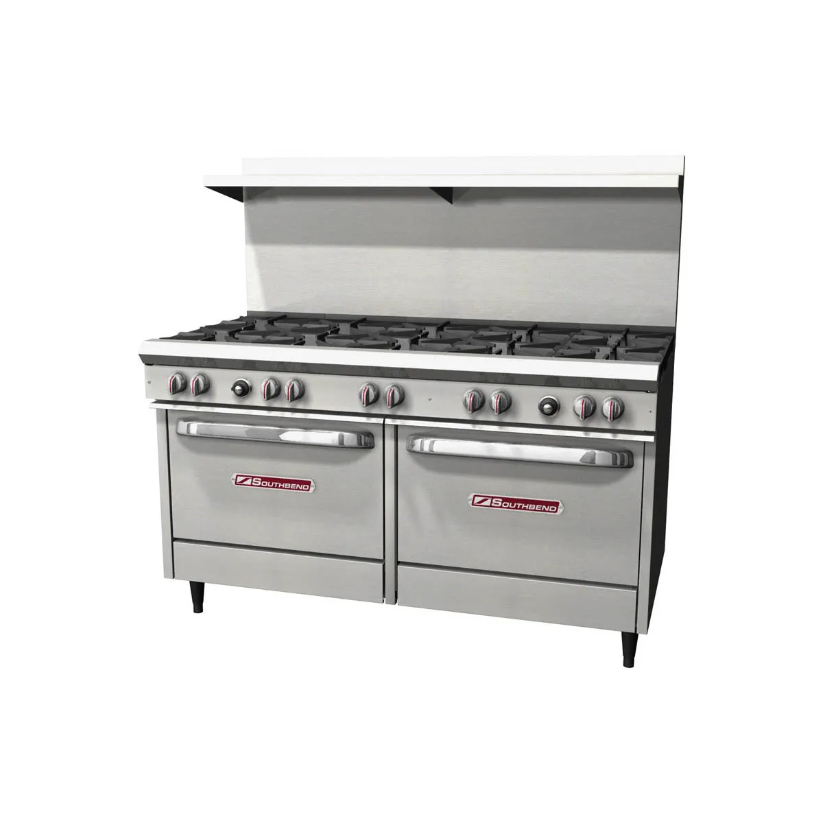 Southbend S60DD 60" Gas Restaurant Range w/ (10) Open Burners, (2) Standard Ovens, 350.000 BTU