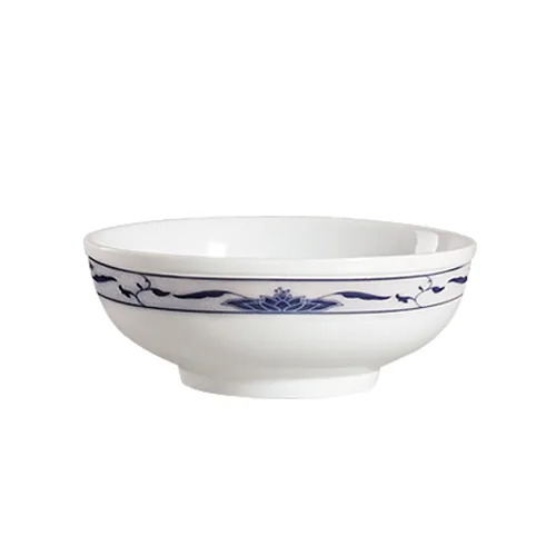 CAC China 103-MB7 Blue Lotus Soup Bowl, 36 Oz., 7-1/4" Dia. x 3" H, Porcelain, Blue/Bone White- 1 Dozen