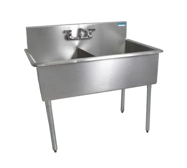BK Resources BK8BS-2-18-12 39" Two Compartment Sink, 18"W x 18"L Bowl Without Drainboard