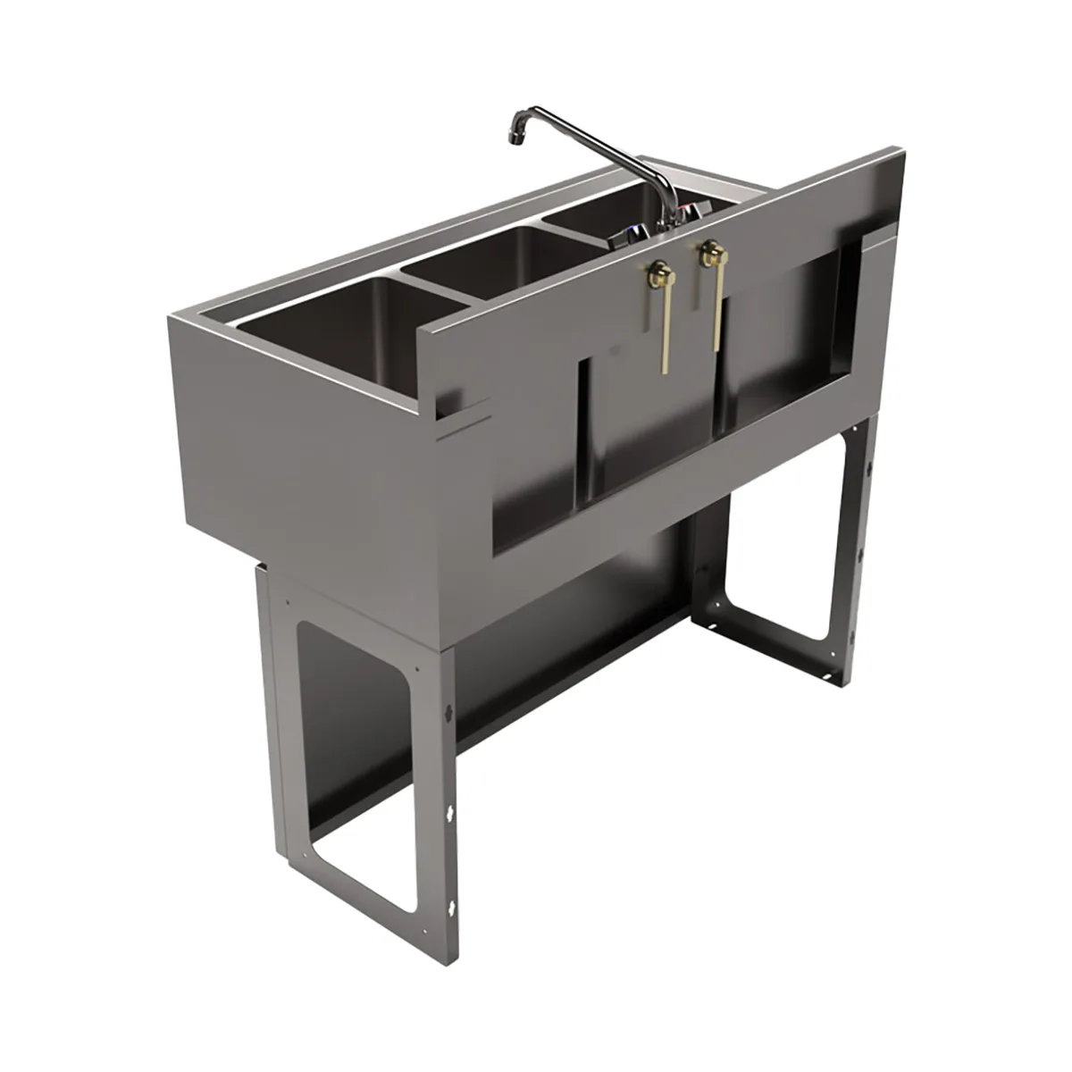 BK Resources UBB-18-336S Underbar Sink Units, 3 Compartment without Drainboard
