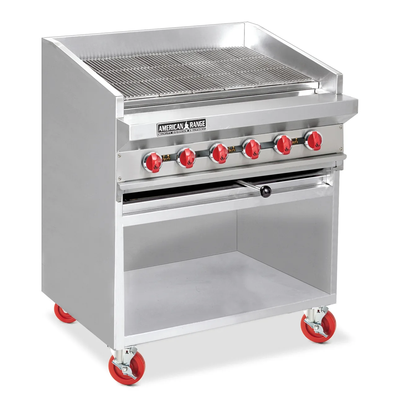 American Range ADJF-36 36" Floor Model Gas Radiant Charbroiler w/ (6) Burners, 120.000 BTU