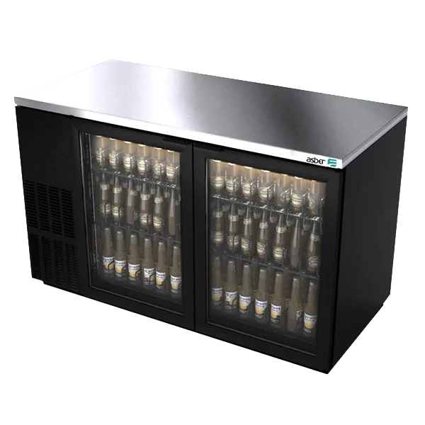 Asber ABBC-58G Back Bar Cooler with 2 Glass Door - 59-1/2"W x 28-5/8"D x 36-7/8"