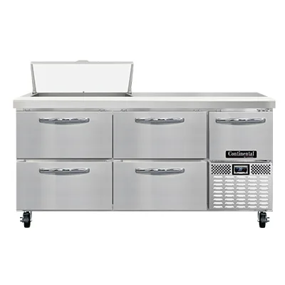 Continental Refrigerator RA68N8-D 68" Sandwich / Salad Prep Table w/ 4 Drawrs & 1 Door, 8 Pans