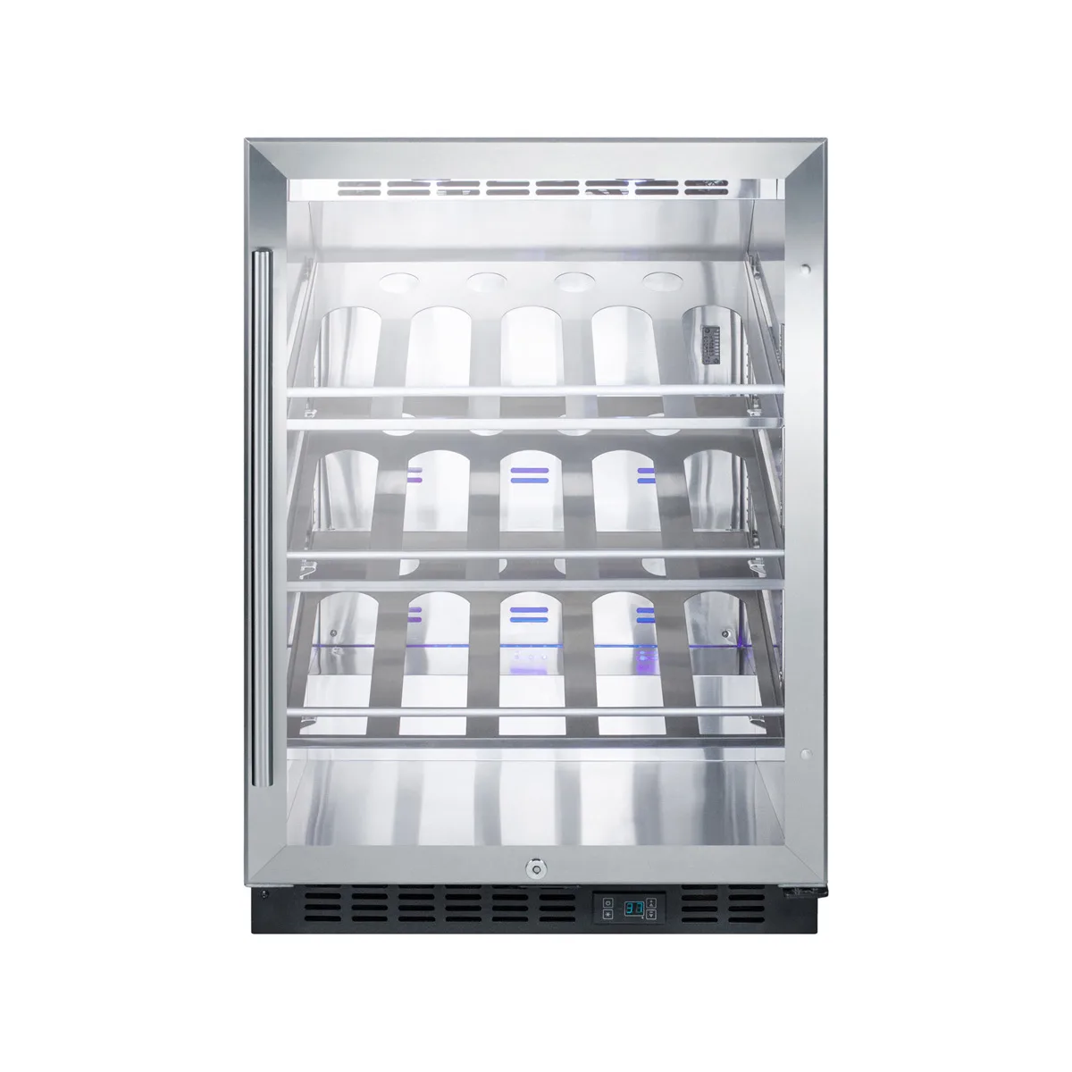 Summit SCR610BLCH 24" Glass Door Wine Refrigerator, Single Temperature, 20 Bottles