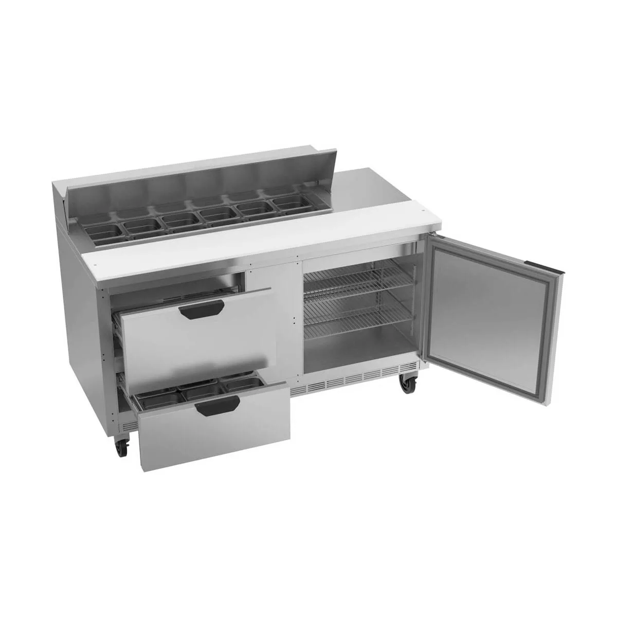 Beverage Air SPED60HC-12-2 60" Two Section Sandwich/Salad Prep Table w/ 2 Drawers & 1 Door, 12 Pans