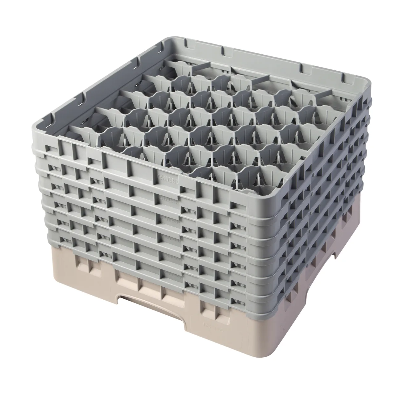 Cambro 30S1114184 Camrack Glass Rack, Full Size, Beige, 30 Compartments, 19-3/4" x 19-3/4", HACCP Compliant