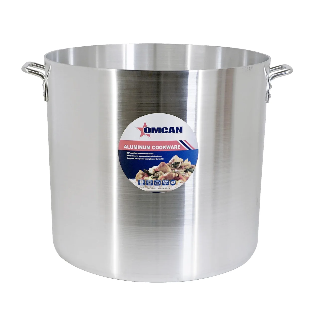 Omcan USA 43375 Stock Pot - 100 Qt, 20" Dia x 17.7" Deep, Aluminum, Dual Handles, NSF