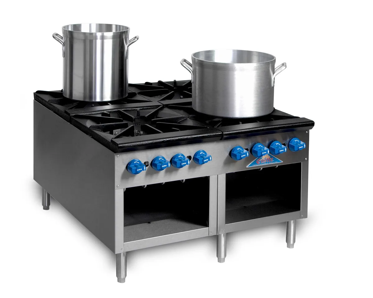 Comstock-Castle 2CSP36 36" Gas Stock Pot Range w/ (4) Three Ring Burners, Side to Side Design, Manual Control, 440.000 BTU