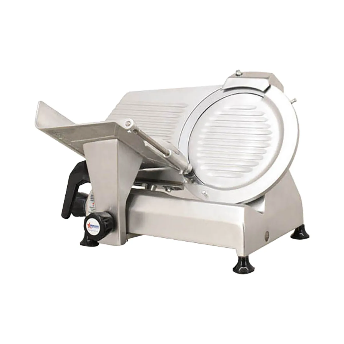 Omcan USA 13628 Meat Slicer – 12” Carbon Steel Blade, Belt‑Driven, Gravity Feed, 1/3 HP, 120V, Aluminum Body