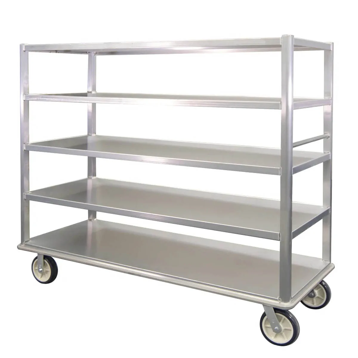 New Age 1451 Aluminum Queen Mary Banquet Cart w/ (5) Solid Shelves, 2500 lbs. Capacity