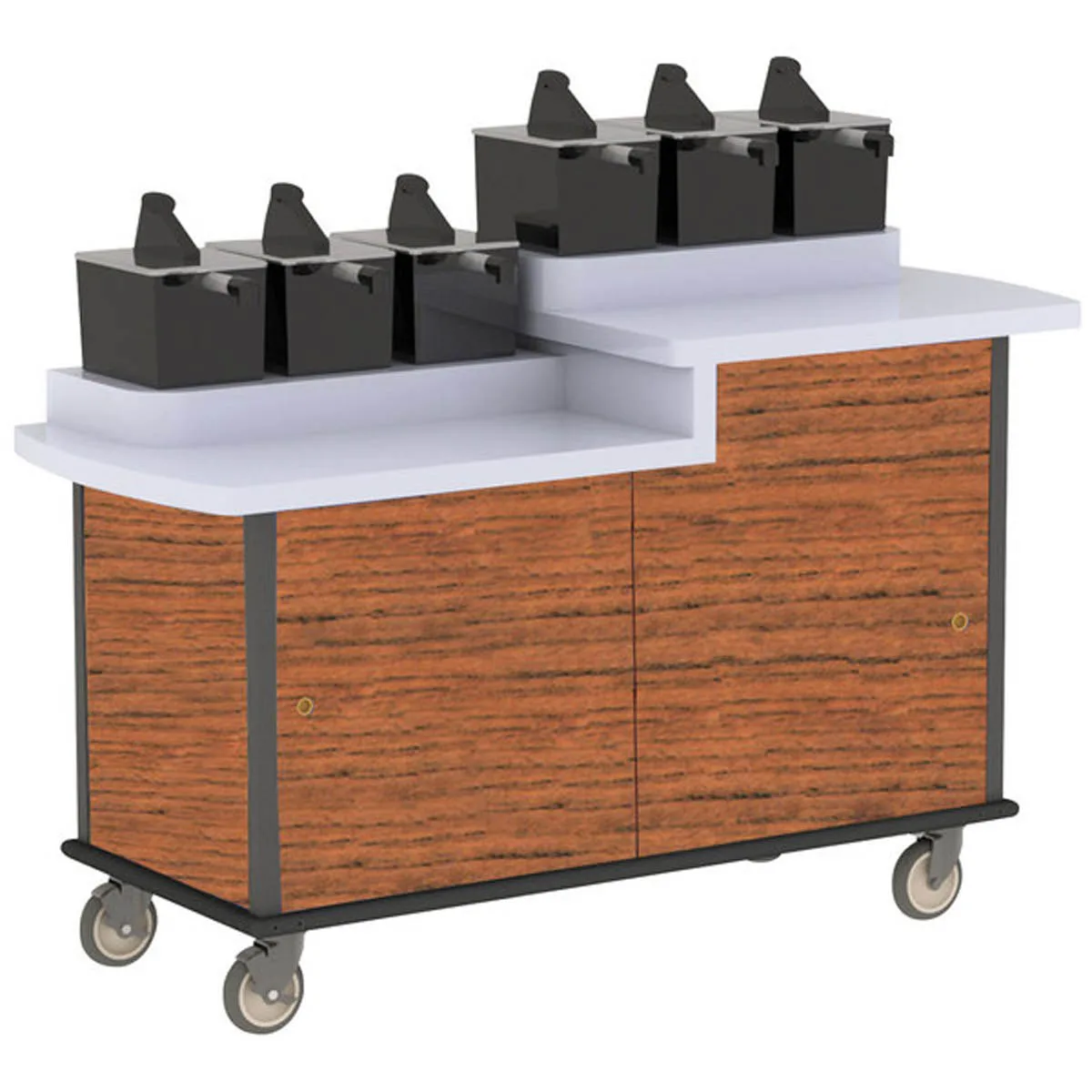 Lakeside 70550 Condi-Express Mobile Condiment Cart w/ 6 Pumps, 36-1/2" & 31" Dual Counter Height
