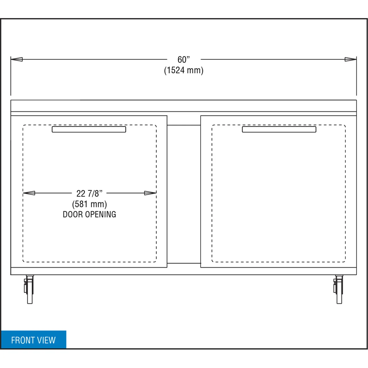 Continental Refrigerator SW60N 60" 2-Section Worktop Refrigerator w/ 2 Doors, 17 cu. ft.