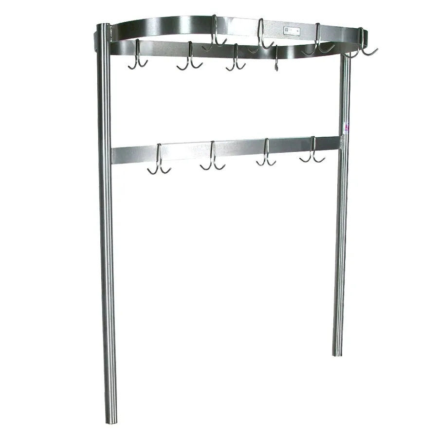 John Boos PRTC1 43" Stainless Steel Triple Bar Table Mounted Pot Rack with 12 Double Hooks