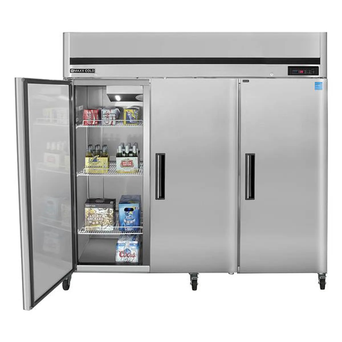 Maxx Cold MCRT-72FDHC 81" 3-Section Reach-In Refrigerator w/ 3 Solid Doors, Top Mount, Stainless Steel, 72 cu. ft