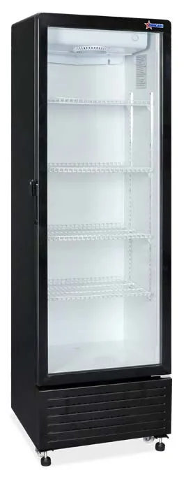 Omcan USA 47460 1-Section Merchandiser Refrigerator w/ Glass Door, in Black, 10 cu. ft.