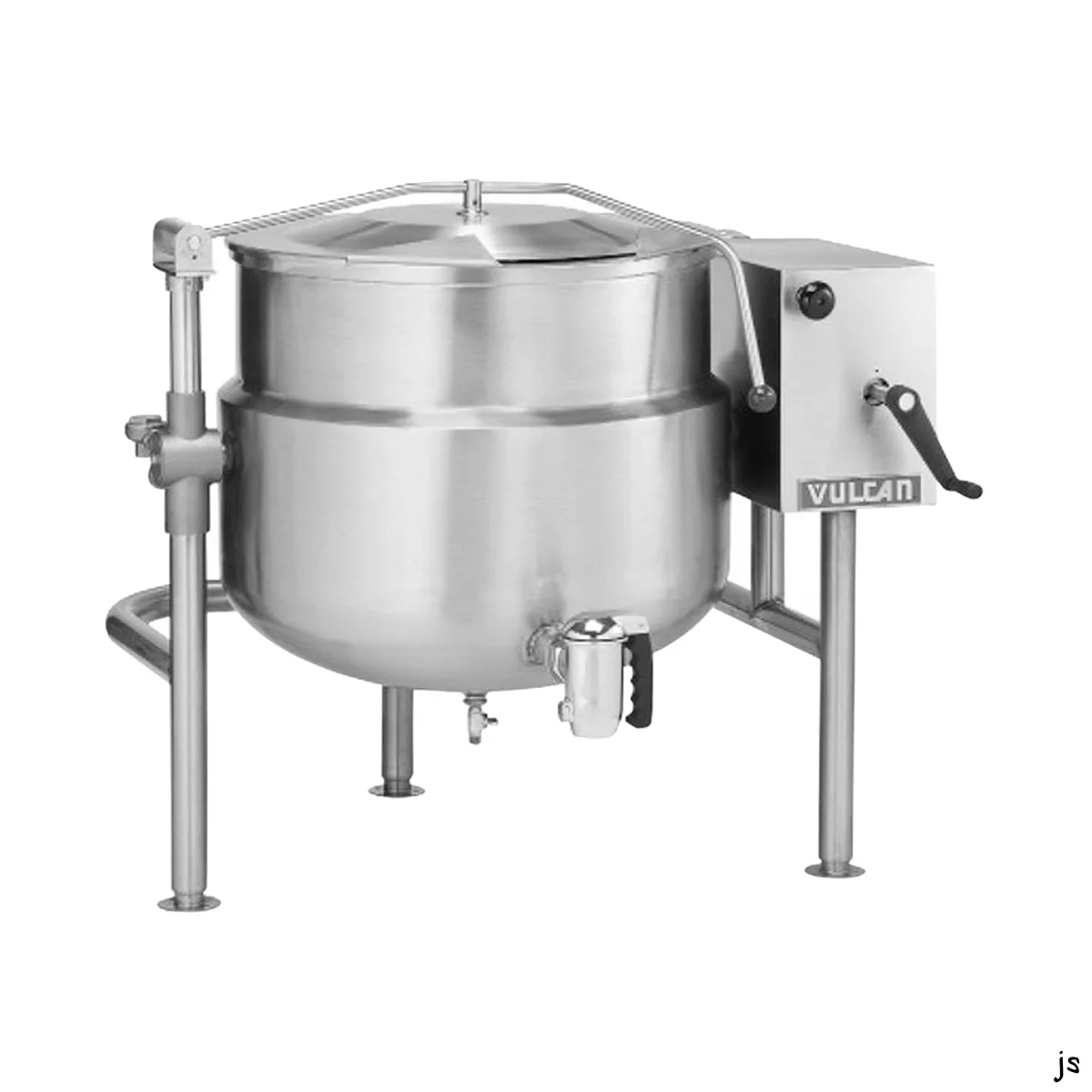 Vulcan K60DLT 60 Gallon Floor Tilting 2/3 Steam Jacketed Direct Steam Kettle w/ Tri-Leg Base