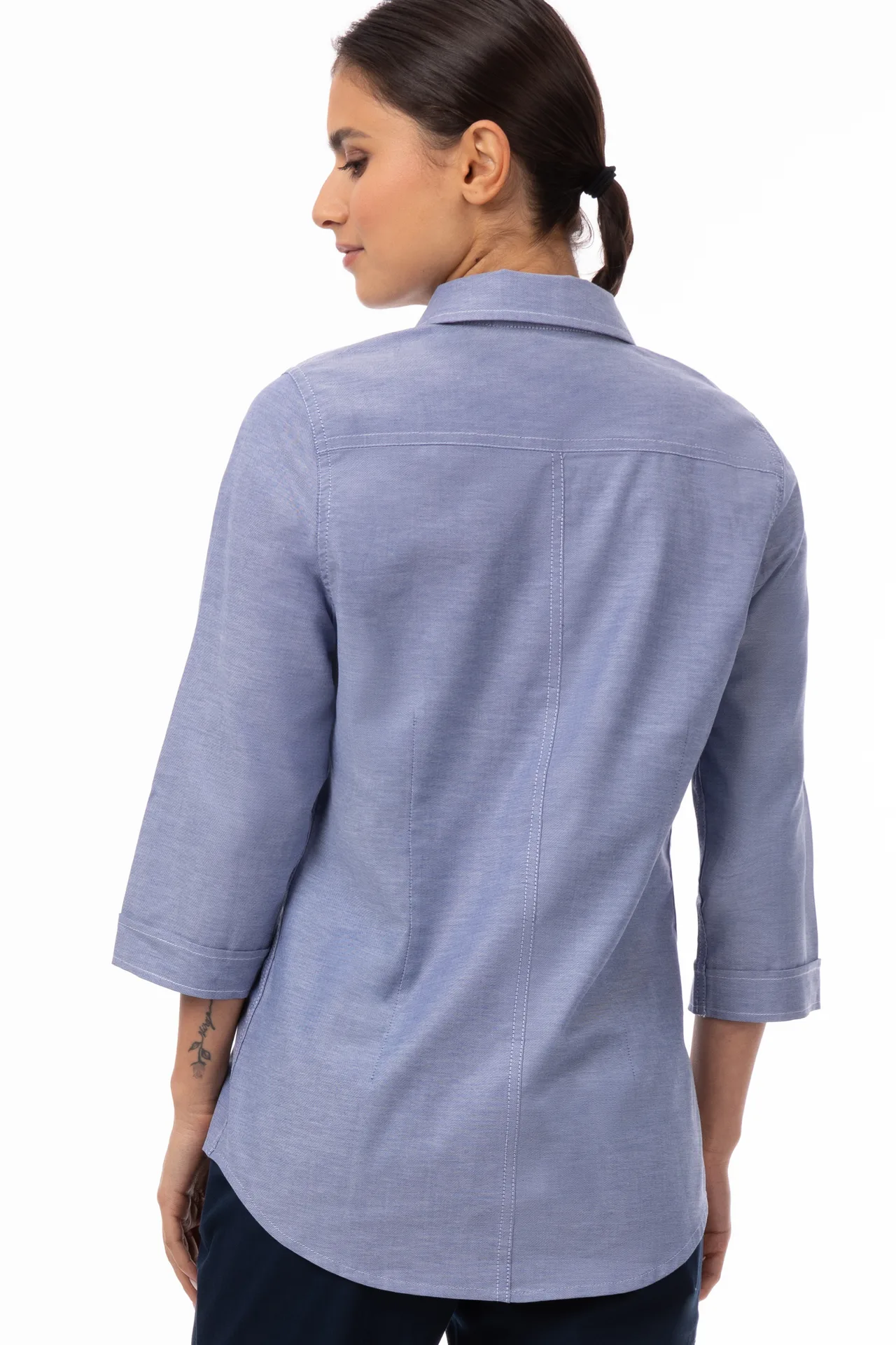 Chef Works SES01W-BLU-S Modern Oxford Cook Shirt, Small, Blue, Poly/Cotton/Elastane
