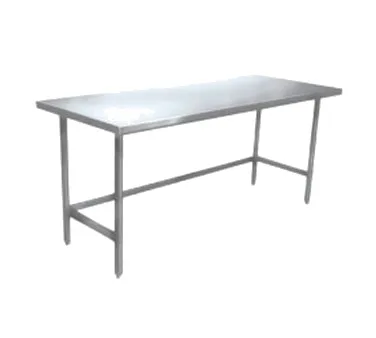 Winholt DTR-3060 60" Open Base Work Table with Side & Rear Crossrails, Flat Top / 16 Gauge Top
