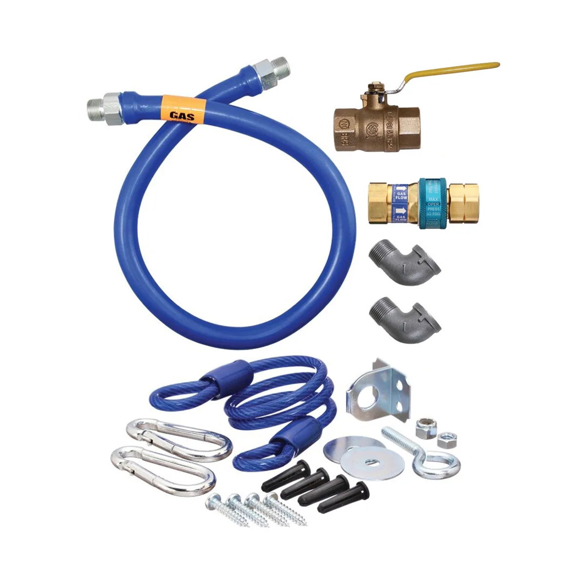 Dormont 16125KIT24 Deluxe SnapFast 24" Gas Connector Kit, Two Elbows, Restraining Cable,  1-1/4" Dia.