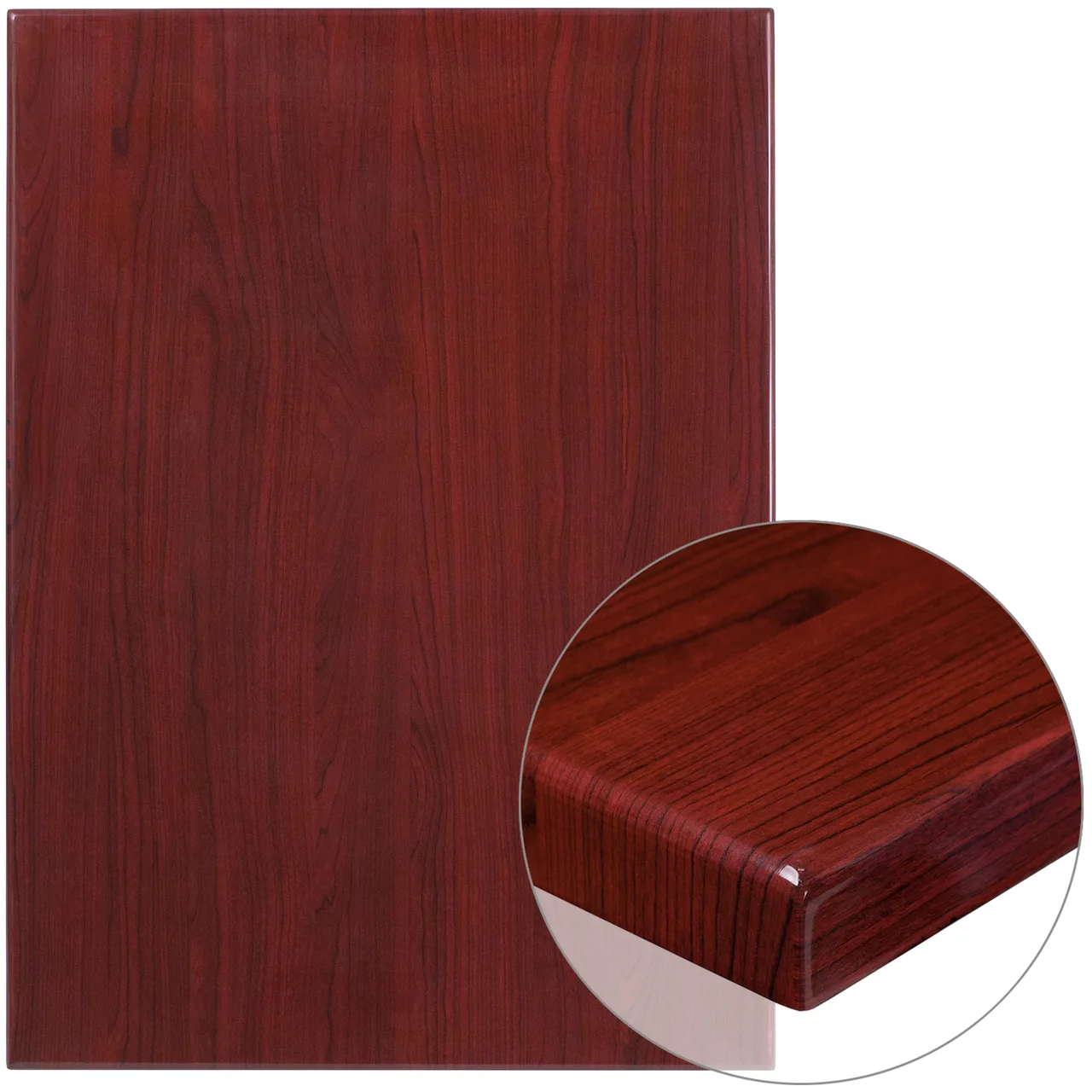 Flash Furniture TP-MAH-3042-GG Rectangular Table Top, 42"W x 30"D, Mahogany Finish, High Gloss Resin