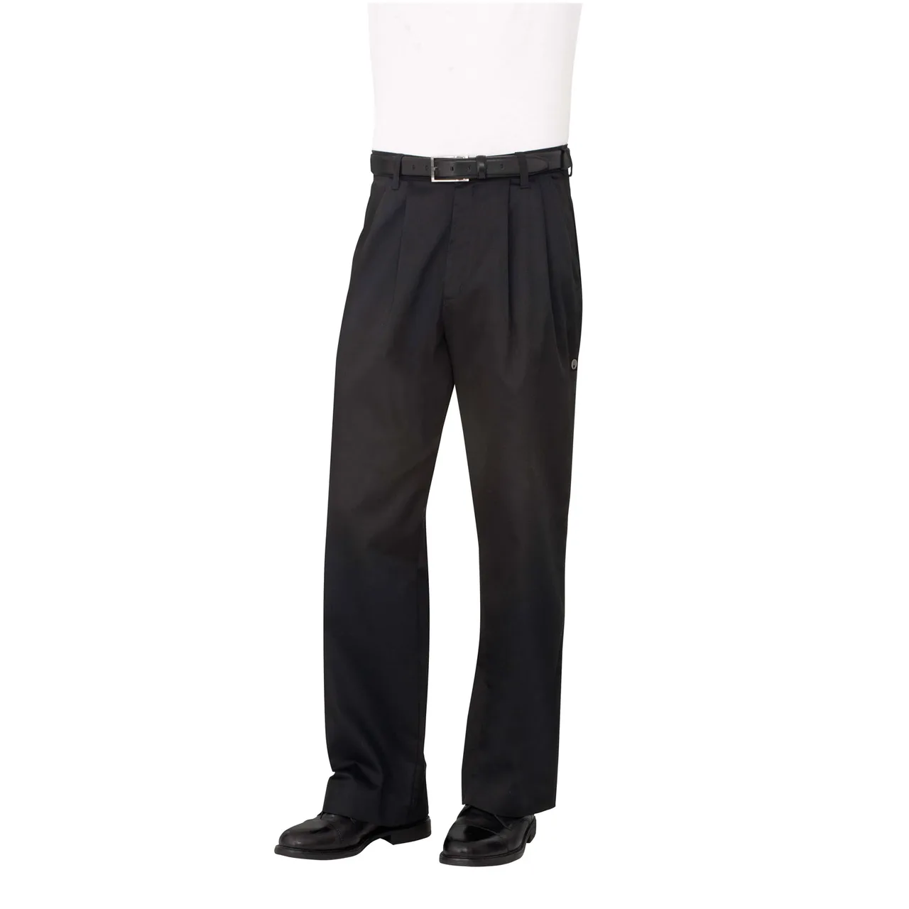 Chef Works CEBP-000-46 Chef Pants, Black 46, 65/35 PolyCotton, Belt Loops, Button Closure