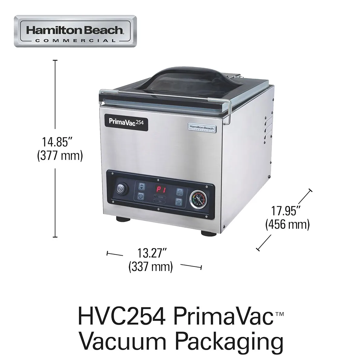 Hamilton Beach HVC254-CE PrimaVac Countertop Chamber Vacuum Packaging Machine with 10" Single Seal Bar