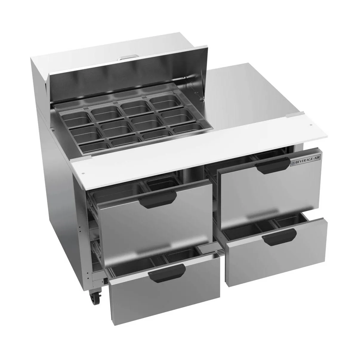 Beverage Air SPED48HC-12M-4 48" Mega Top Sandwich/Salad Prep Table w/ 4 Drawers, 12 Pans