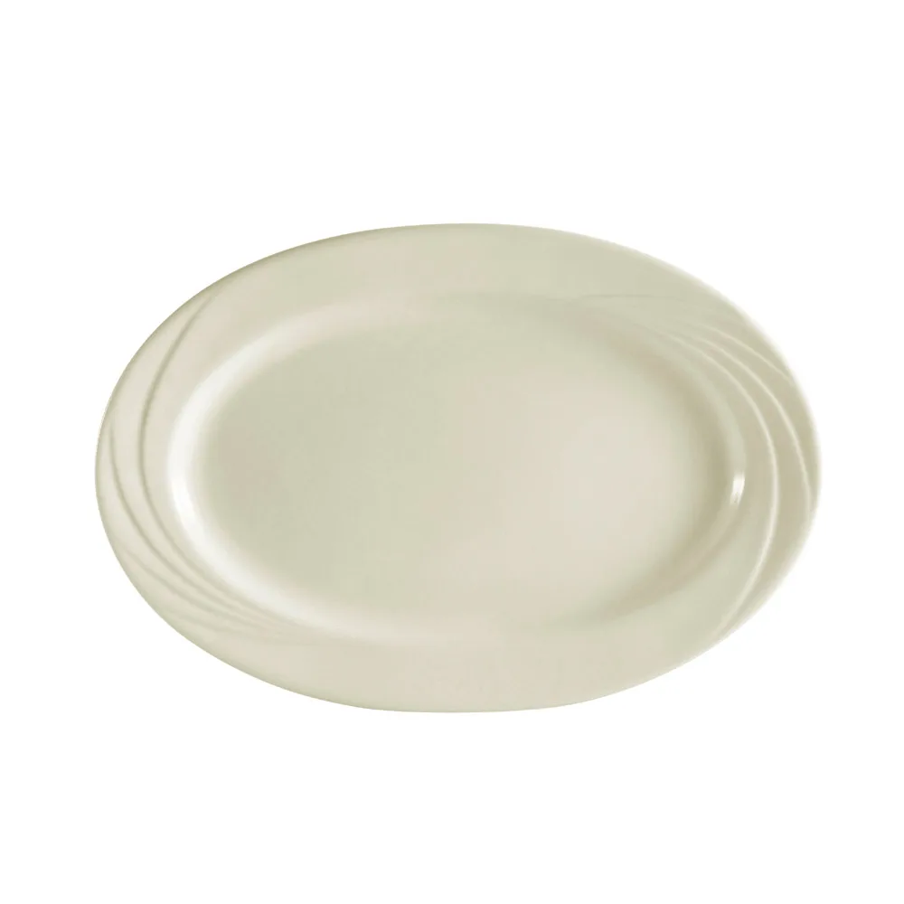 CACChina GAD-91 Garden State Platter – 18" L x 12-1/4" W x 2" H Oval Porcelain Bone White Embossed