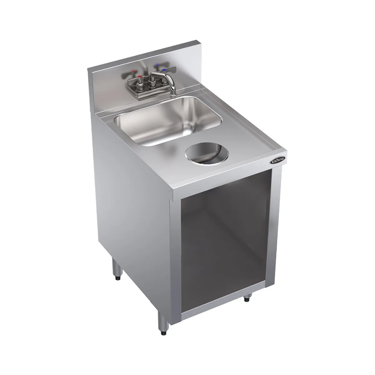 Krowne KR24-S18C-E 18" Underbar Hand Sink Unit with Cabinet Base & Splash Mount Faucet