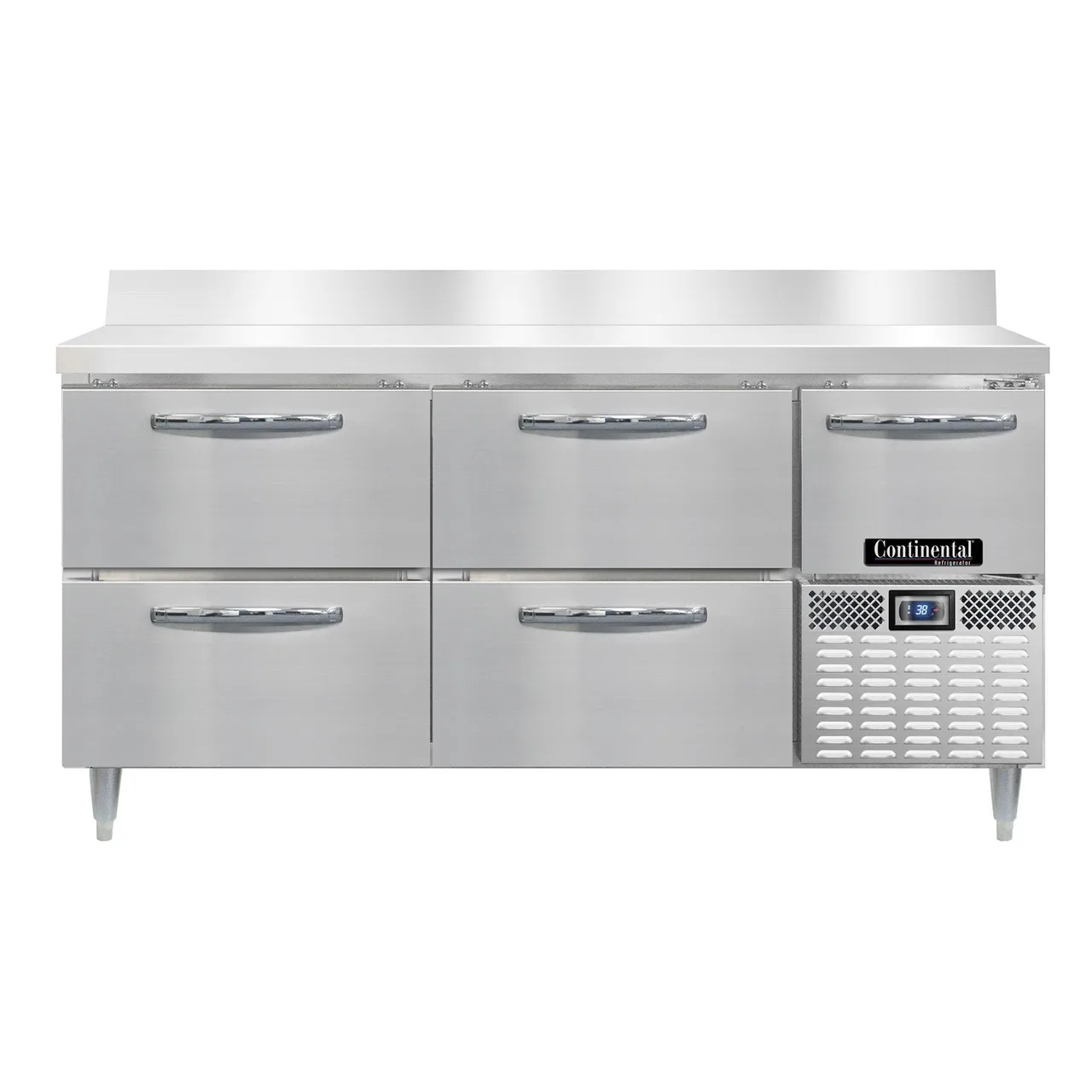Continental Refrigerator DRA68NSSBS-D 68" Worktop Refrigerator w/ 4 Drawers & 1 Half Door