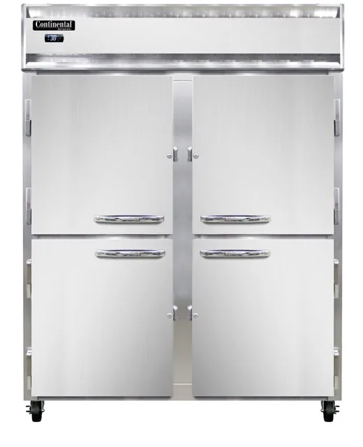 Continental Refrigerator 2RENSSPTHD-SD-GD 57" 2-Section Pass-Thru Refrigerator, 52 cu. ft., Half Doors, Top Mounted
