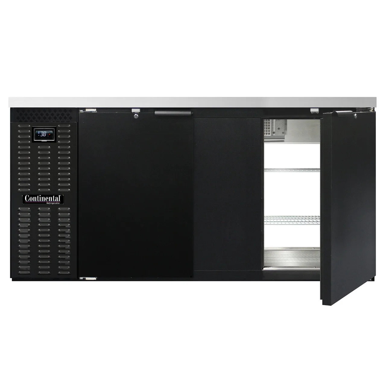 Continental Refrigerator BB69NPT Pass-Thru Back Bar Cooler w/ 26 Cu Ft, 4 Solid Doors, 69" W