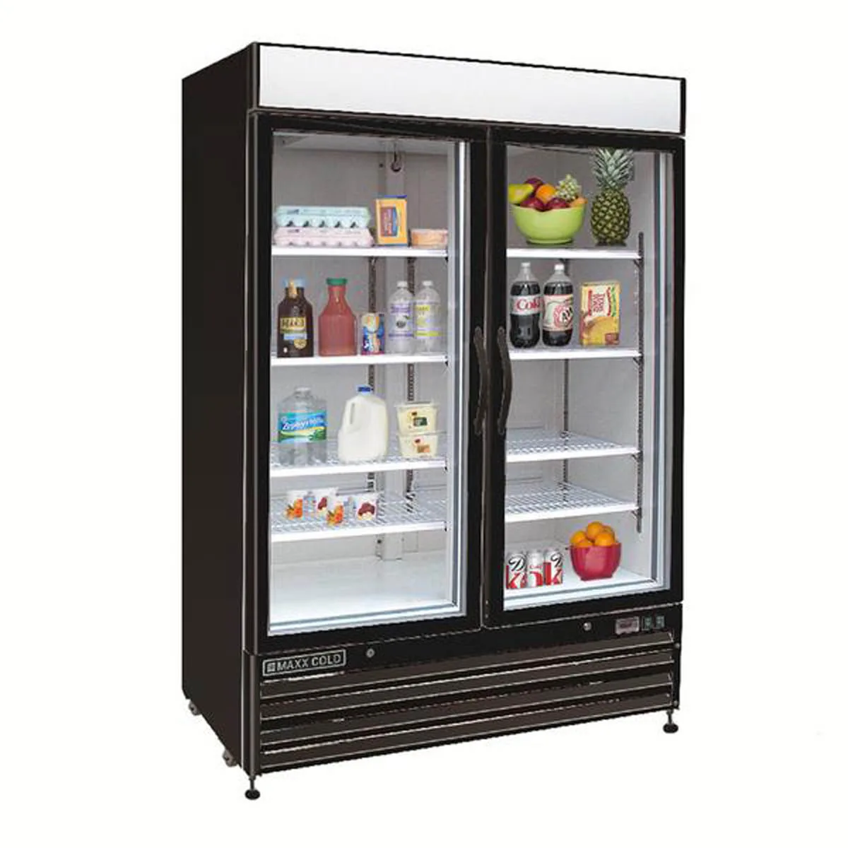 Maxx Cold MXM2-48FBHC 54" 2 Glass Doors Freezer Merchandiser in Black, 48 cu.ft.