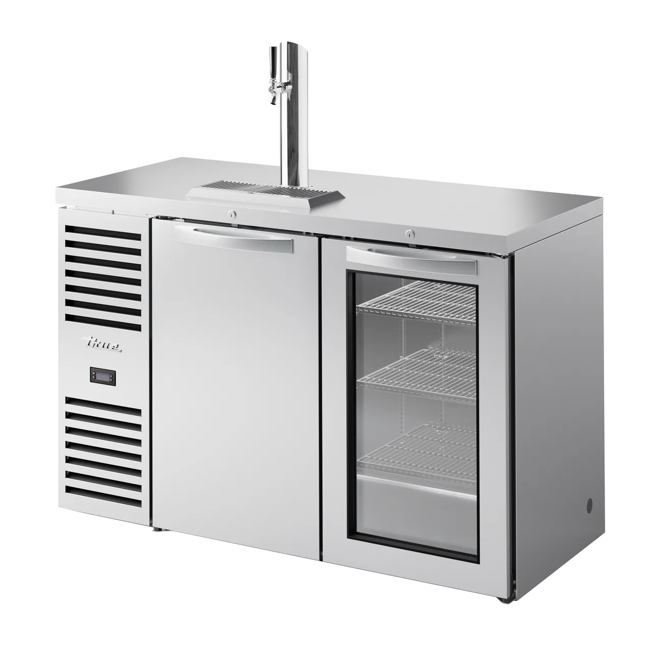True TDR52-RISZ1-L-S-SG-1 52" Two Section Stainless Steel Draft Beer Cooler, 120 Volts