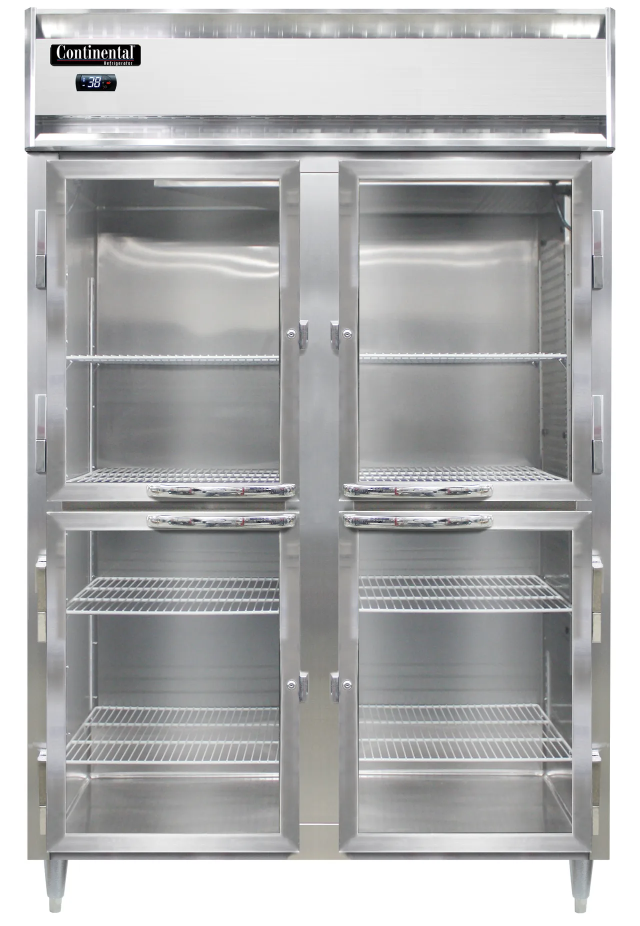 Continental Refrigerator D2RNPTHD-GD-SD 72" 2-Section Pass-Thru Refrigerator, 50 cu. ft., Top Mounted
