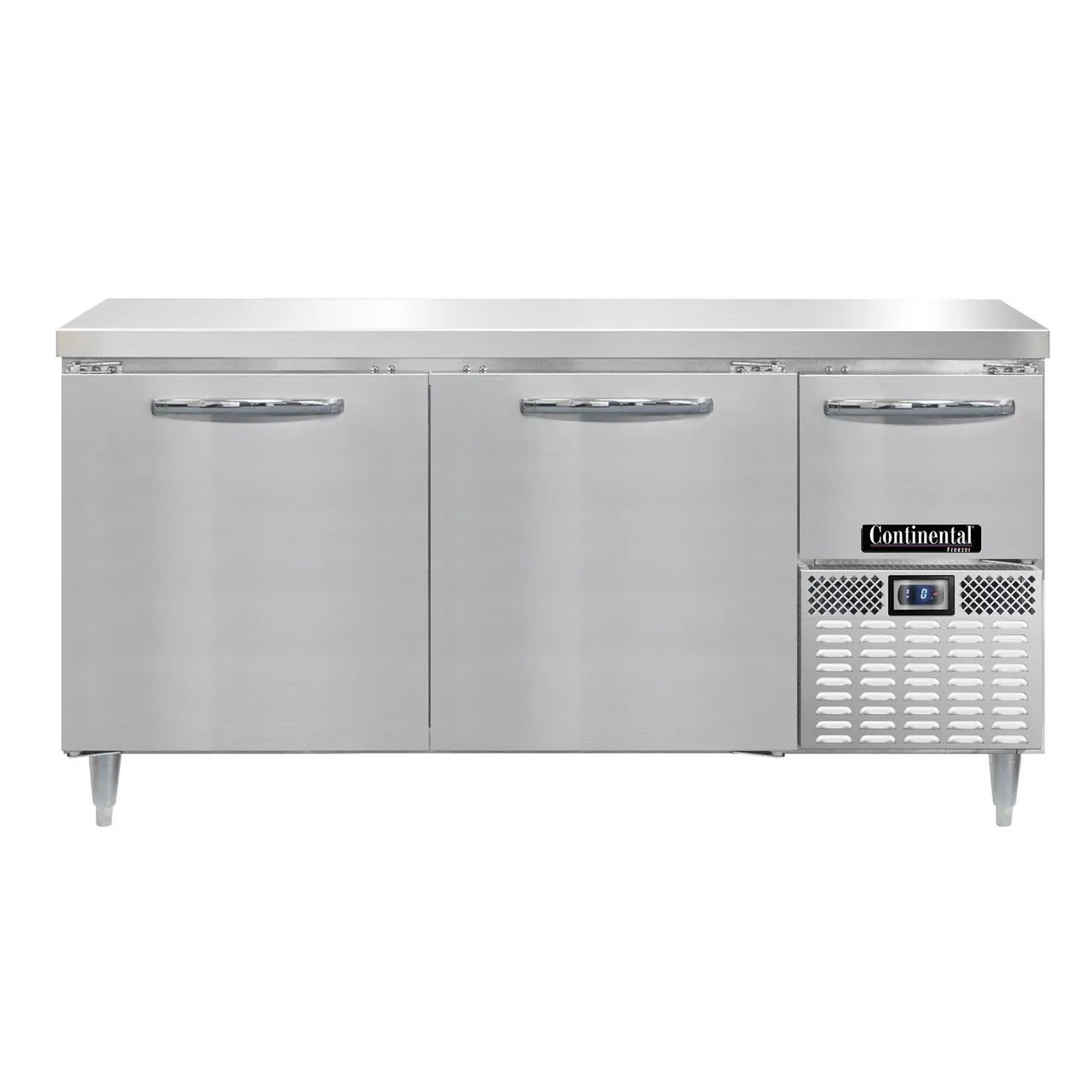 Continental Refrigerator DFA68NSS 68" 2-Section Worktop Freezer w/ 2 Full & 1 Half Door