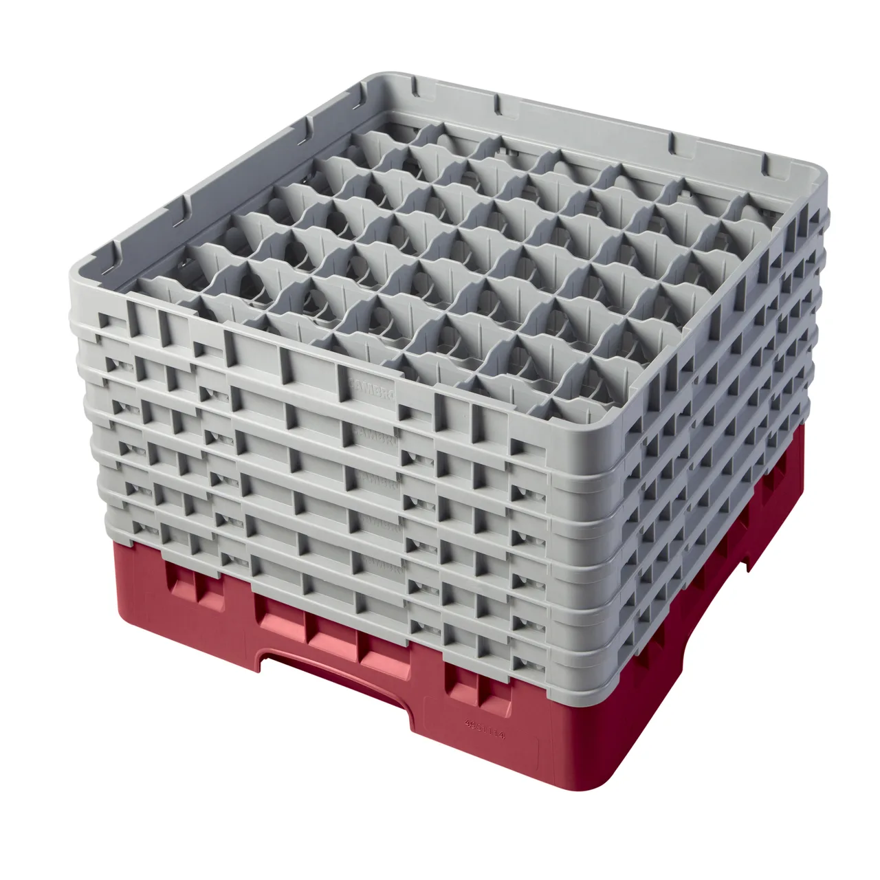 Cambro 49S1114416 Camrack Glass Rack, Full Size, 19-3/4" x 19-3/4", 49 Compartments, Cranberry Red, HACCP Compliant