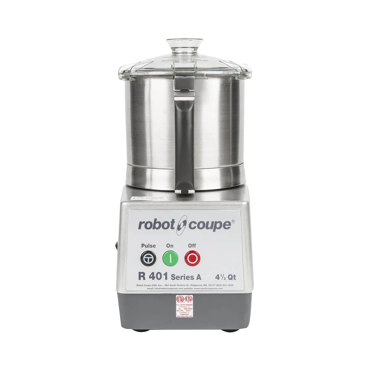 Robot Coupe R401 Combination Food Processor, 4.5L Stainless Steel Bowl with Handle, 1.5 HP, 1725 RPM