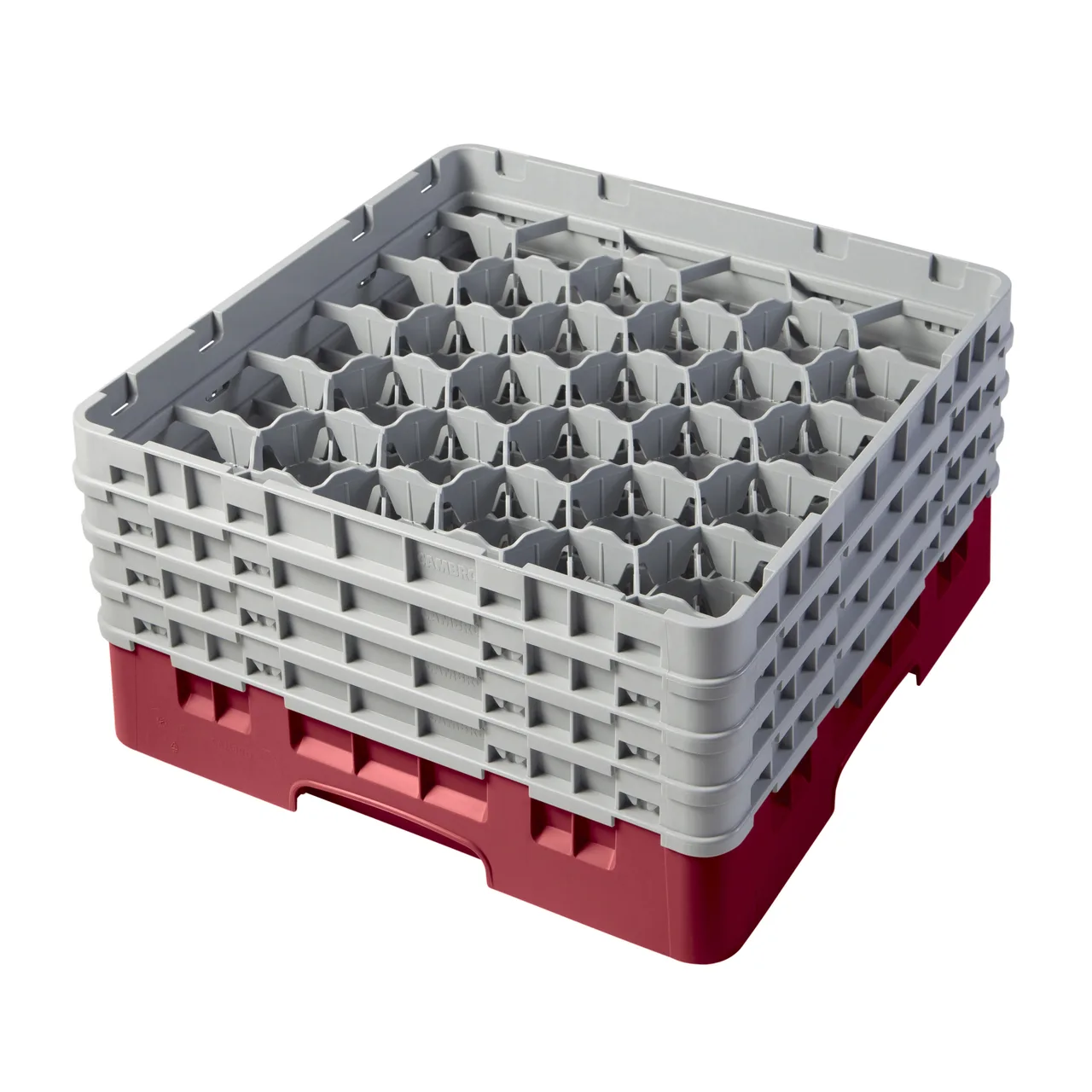 Cambro 30S800416 Camrack Glass Rack, Full Size, 19-3/4 x 19-3/4, 30 Compartments, Cranberry Red, HACCP Compliant