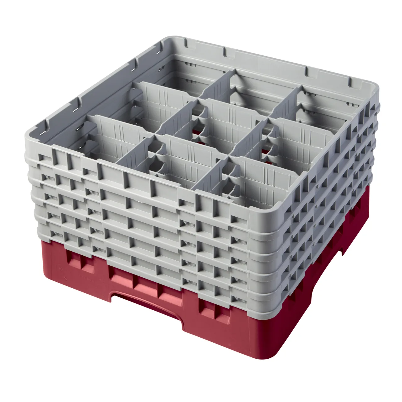 Cambro 9S958416 Camrack Glass Rack, Full Size, Cranberry Red, 19-3/4 x 19-3/4, 9 Compartments, 5-7/8 Max Dia, HACCP Compliant