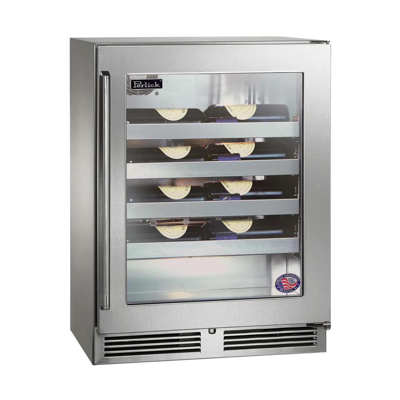Perlick HD24WS4 24" Glass Door Wine Refrigerator, Single Temperature, 3.1 cu. ft.