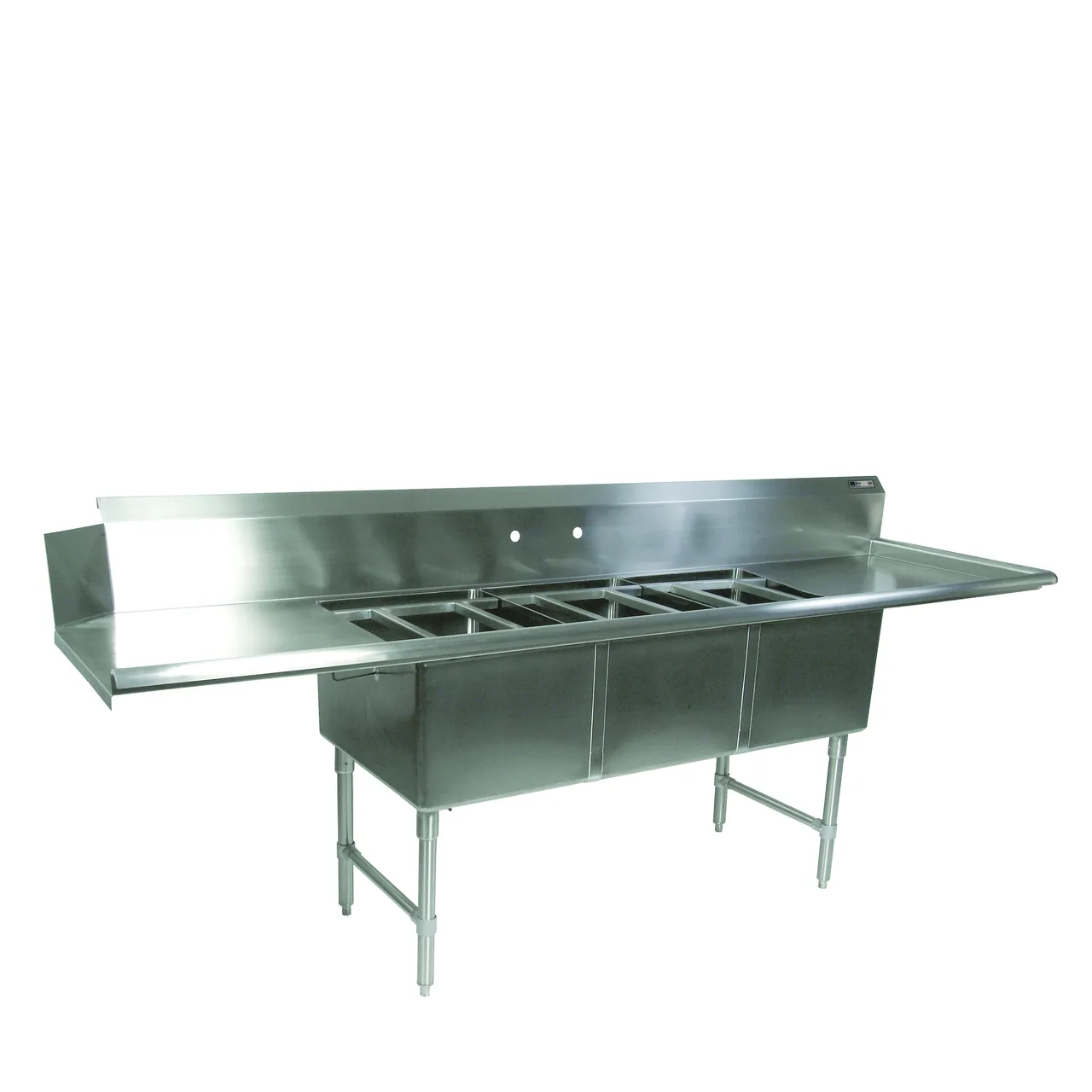 John Boos DT3PB18244-2D24R 103" Dishtable with Potsinks, (2) 24" Drainboards, 3 Bowls, Clean