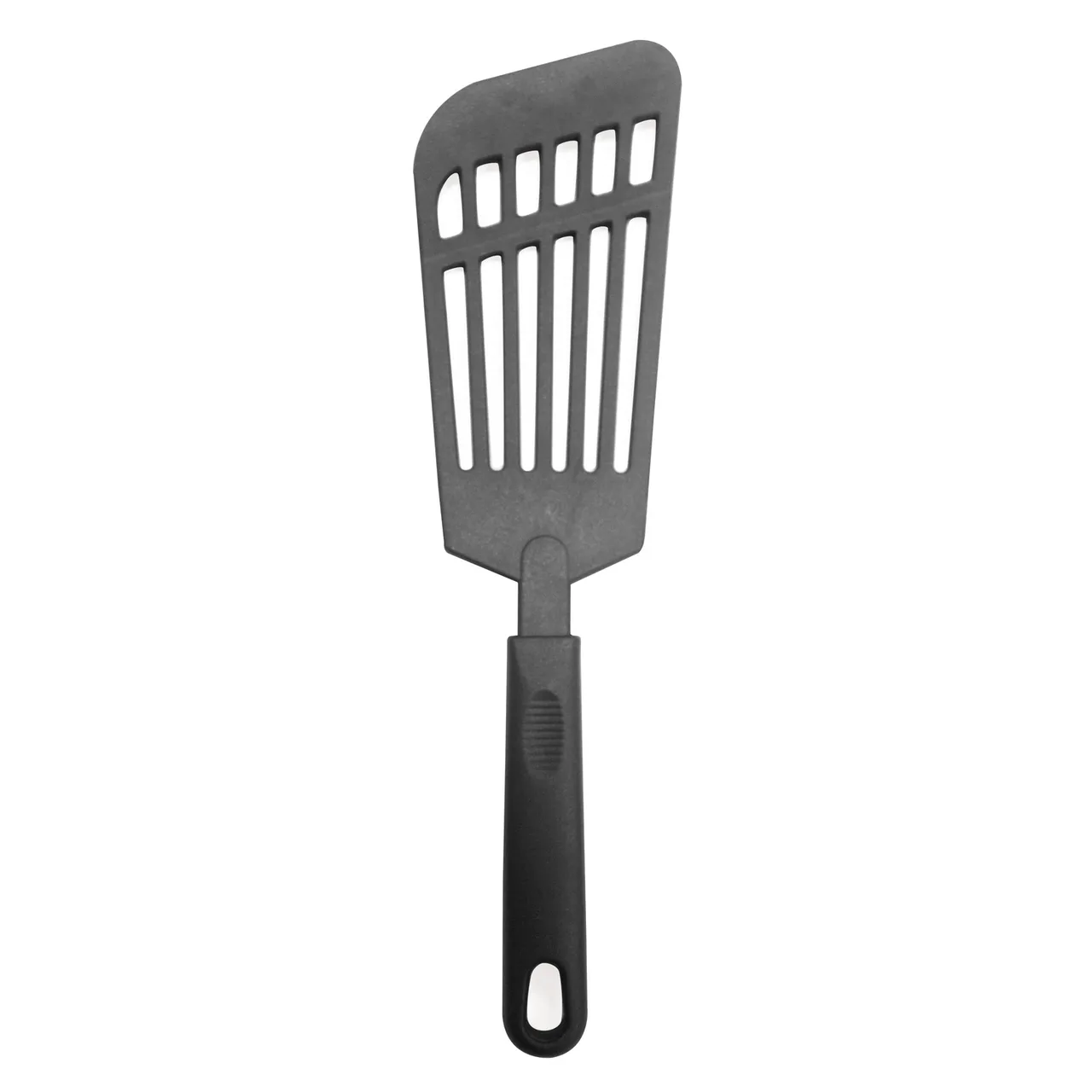 CAC China KUNL-SP07 Commercial Kitchen Spatula, Nylon Slotted Blade, Black Handle, Food Service