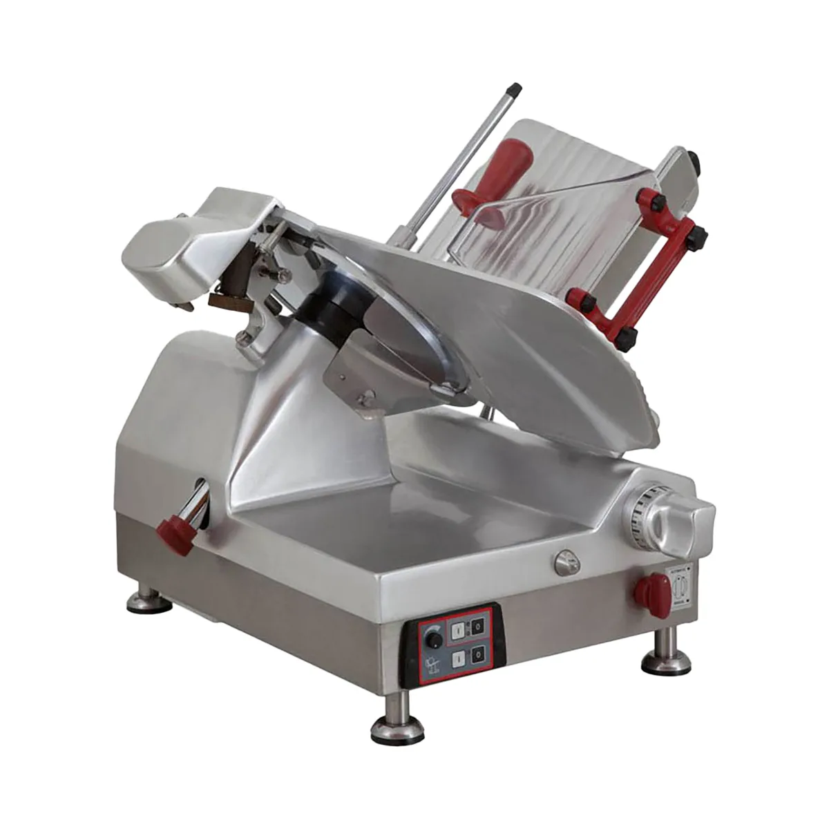 Omcan USA 39477 - Automatic 13" Gear‑Driven Meat Slicer, 2/3 HP 120V 60Hz Motor, Aluminum Construction, Angle/Gravity Feed