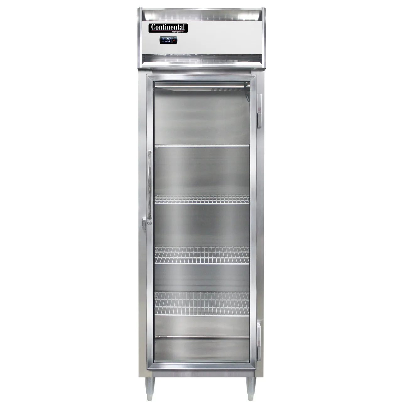 Continental Refrigerator D1RNGD 26" 1-Section Reach-In Refrigerator w/ Glass Door, Stainless Steel Front Aluminum Exterior, 21 cu. ft.
