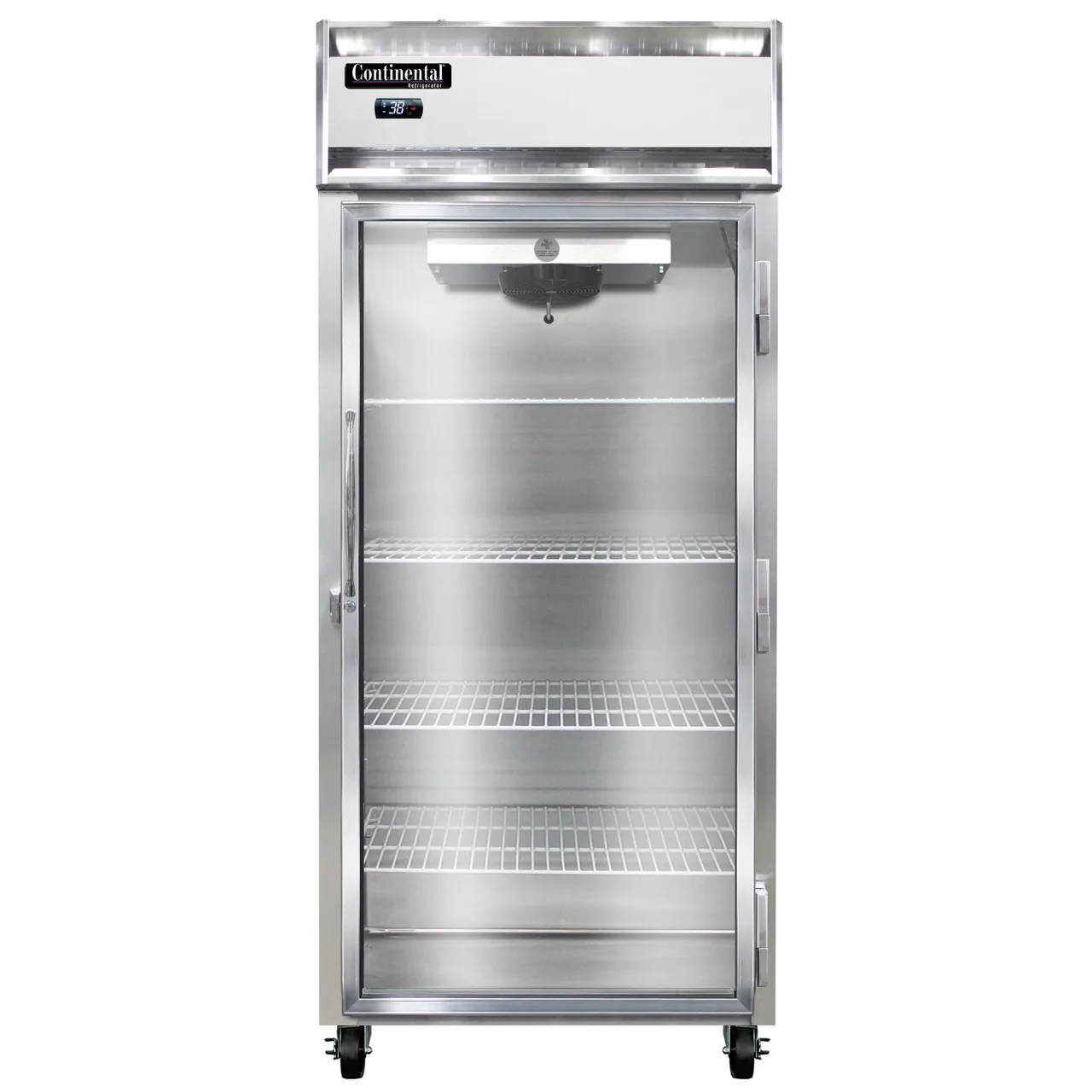 Continental 1RXNGD 36" 1-Section Reach-In Refrigerator w/ Glass Door, Stainless Steel Front Aluminum Exterior, 30 cu. ft.